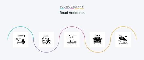 route les accidents glyphe 5 icône pack comprenant route. danger. route. auto. sécurité vecteur