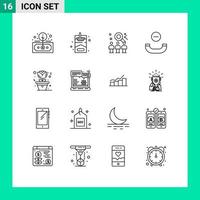 ensemble de 16 moderne ui Icônes symboles panneaux pour Accueil pendre en haut ressource combiné emploi modifiable vecteur conception éléments