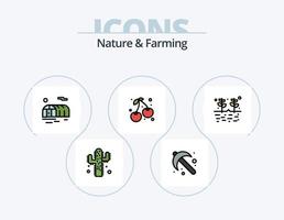 la nature et agriculture ligne rempli icône pack 5 icône conception. . agriculture. agriculture. Soleil. environnement vecteur