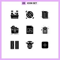 9 Créatif Icônes moderne panneaux et symboles de document dossier document fichier portefeuille modifiable vecteur conception éléments
