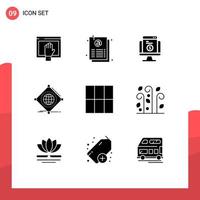 Stock vecteur icône pack de 9 ligne panneaux et symboles pour de l'Internet feuille iot commerce électronique modifiable vecteur conception éléments