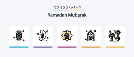 Ramadan ligne rempli 5 icône pack comprenant rapide. date. prière. plat. instrument. Créatif Icônes conception vecteur