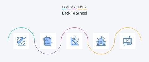 retour à école bleu 5 icône pack comprenant école. éducation. règle. planche. éducation vecteur