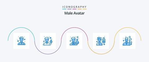 Masculin avatar bleu 5 icône pack comprenant le golf. professionnelle. scientifique. Hôtel. avatar vecteur