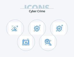 cyber la criminalité bleu icône pack 5 icône conception. bouclier. sécurité. urgence. protéger. antivirus vecteur