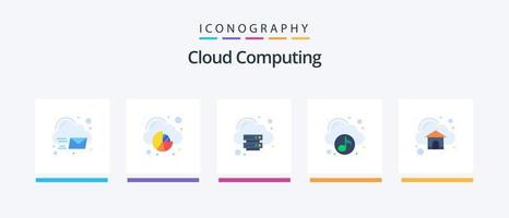 nuage l'informatique plat 5 icône pack comprenant nuage. musique. nuage. multimédia. nuage. Créatif Icônes conception vecteur