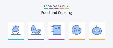 nourriture bleu 5 icône pack comprenant . biscuit. fruit. Créatif Icônes conception vecteur