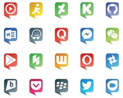 20 social médias discours bulle style logo comme opéra houzz quora applications Messager vecteur