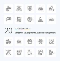 20 entreprise développement et affaires la gestion ligne icône pack comme moniteur bureau affaires ordinateur homme vecteur