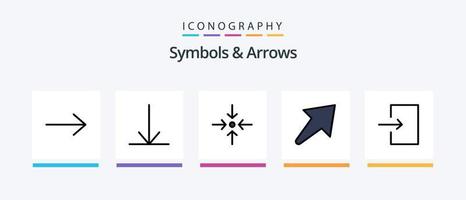 symboles et flèches ligne rempli 5 icône pack comprenant . bas. en haut. escalader. Créatif Icônes conception vecteur