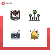 mobile interface ligne remplie plat Couleur ensemble de 4 pictogrammes de affaires la photographie réglage la nature image modifiable vecteur conception éléments