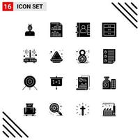 16 Créatif Icônes moderne panneaux et symboles de modem tiroir papier armoires téléphone modifiable vecteur conception éléments