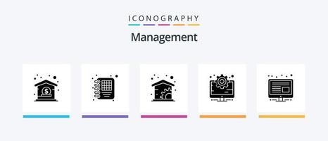 la gestion glyphe 5 icône pack comprenant . gestion. maison. contenu. gestion. Créatif Icônes conception vecteur