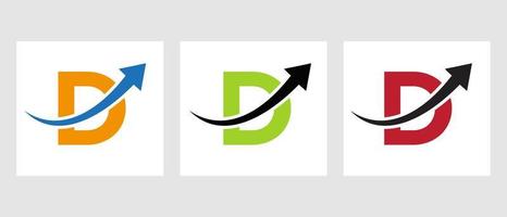 concept de logo de finance lettre d avec symbole de flèche de croissance vecteur