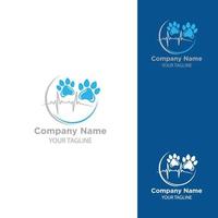 modèle de conception de logo de soins pour animaux de compagnie vectoriel. logotype chat et chien assis graphique vecteur