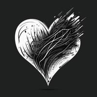 coeur icône coeur dessiné à la main signe - dessin au pinceau calligraphie coeur symbole coeur noir - illustration vectorielle de coeur dessin animé vecteur