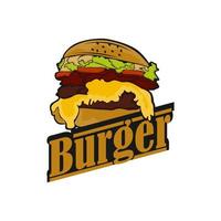 étiquette de burger vintage de vecteur. illustration de restauration rapide monochrome dessinée à la main. idéal pour l'élément de logo, l'affiche, l'icône, l'autocollant ou l'étiquette. vecteur