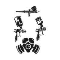 monochrome illustration de métal vaporisateur pistolet et masque icône ensemble. isolé sur blanc arrière-plan.eps dix vecteur