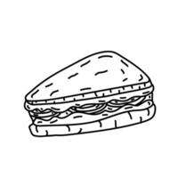 icône de sandwich. style d'icône de contour dessiné à la main ou noir doodle vecteur