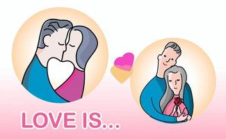 romantique couple illustration, l'amour récit thème. couple dans l'amour. mode de vie concept pour carte ou valentines vecteur