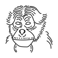 icône de siamang. style d'icône dessiné à la main ou contour doodle vecteur