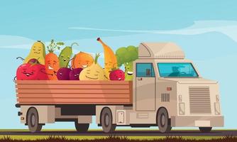 marrant des fruits un camion vecteur