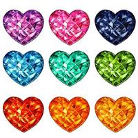 collection de gemmes en forme de coeur en cristal aquarelle coloré vecteur