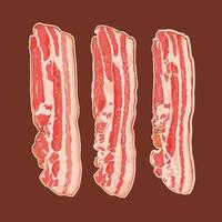 brut Bacon tranches plat vecteur illustration. savoureux petit déjeuner repas ingrédient isolé clipart.