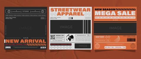 moderne Urbain futuriste vêtement de rue mode conception pour social médias Publier modèle, affiche et impression pour T-shirt. modifiable modèle paquet conception vecteur