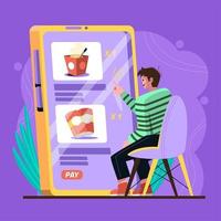 livraison facile de nourriture intacte à partir d'un smartphone vecteur