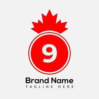 érable feuille sur lettre 9 logo conception modèle. canadien affaires logo, entreprise, et entreprise identité. vecteur