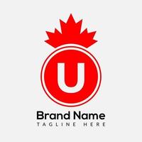 érable feuille sur lettre u logo conception modèle. canadien affaires logo, entreprise, et entreprise identité vecteur