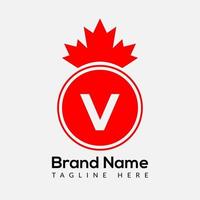 érable feuille sur lettre v logo conception modèle. canadien affaires logo, entreprise, et entreprise identité vecteur