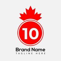 érable feuille sur lettre dix logo conception modèle. canadien affaires logo, entreprise, et entreprise identité vecteur