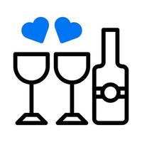 du vin icône bichromie bleu style Valentin illustration vecteur élément et symbole parfait.