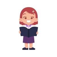 peu fille personnage. élémentaire école des gamins portant uniforme illustration vecteur