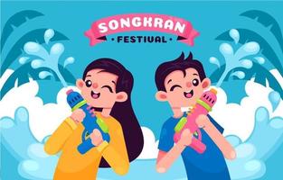 des gens heureux célébrant le festival de songkran vecteur