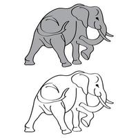 dessin animé d'éléphant isolé sur blanc. Bush africain ou éléphant de forêt et éléphant d'Asie vecteur