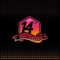 Quatorze ans anniversaire fête logotype. 14e anniversaire logo, noir Contexte vecteur