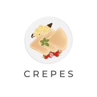 en bonne santé petit déjeuner nourriture crêpe crêpe vecteur illustration logo