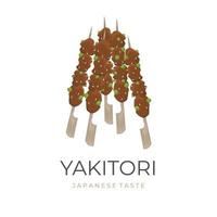 délicieux yakitori vecteur illustration logo avec bambou brochette