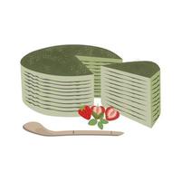 vecteur illustration logo mille crêpes gâteau vert thé saveur Couper et prêt à servir