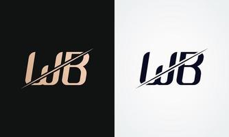 wb lettre logo conception vecteur modèle. or et noir lettre wb logo conception
