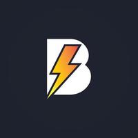logo de lettre b avec dessin vectoriel de boulon de tonnerre éclair. boulon électrique lettre b logo illustration vectorielle.