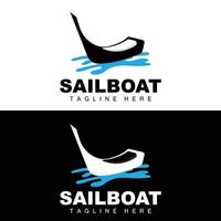 logo de voilier, vecteur de bateau asiatique traditionnel, conception d'icône lac océan, bateau de pêche