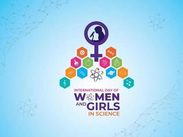 international journée de femmes et les filles dans science. science icône concept. modèle pour arrière-plan, bannière, carte, affiche. vecteur illustration.