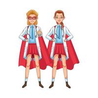 super femmes médecins avec des capes de héros vs covid19 vecteur