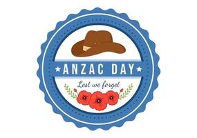 anzac journée de de peur nous oublier illustration avec souvenir soldat payant le respect et rouge coquelicot fleur dans plat main tiré pour atterrissage page modèles vecteur