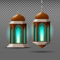 Ramadan lanterne vecteur. élément conception pour islamique vacances. or et argent réaliste 3d lampe illustration. vecteur