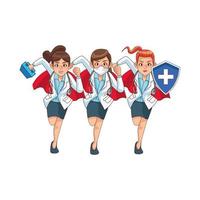 personnages de bandes dessinées femmes super médecins vecteur